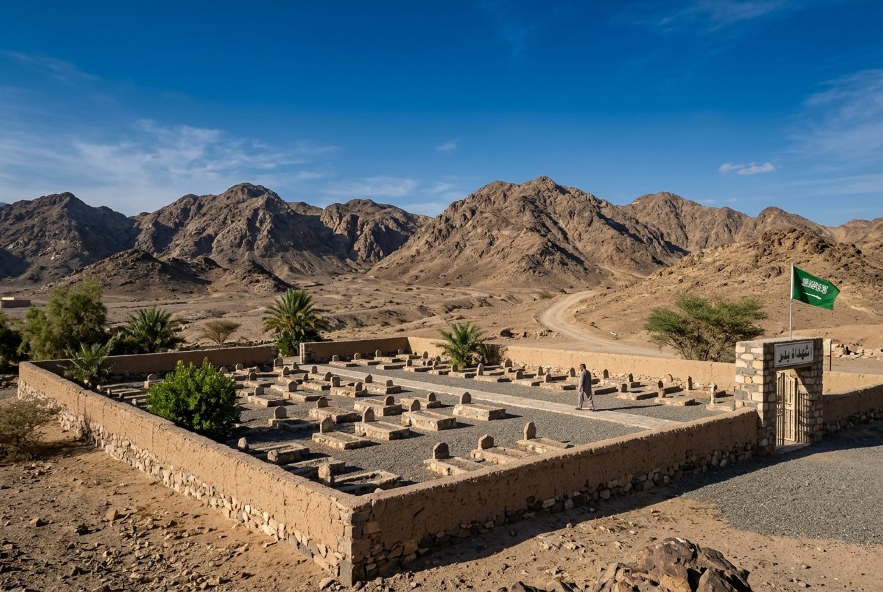 Martyrs of Badr cemetery battlefield route Madinah