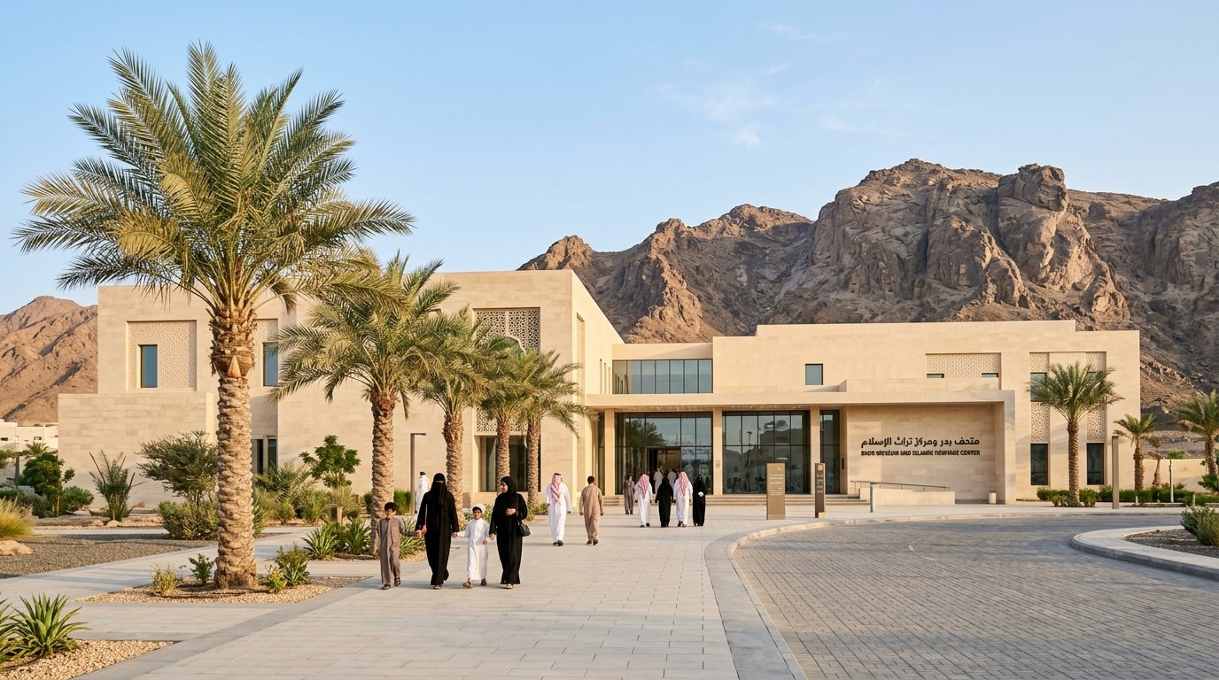 Badr Museum Saudi Arabia — historical exhibits about the Battle of Badr, visited as part of Madinah to Badr private taxi full-day Ziyarat