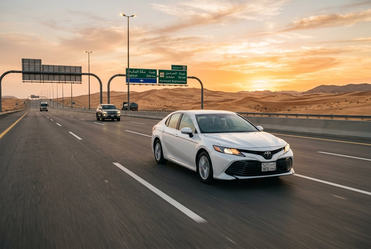 Toyota Camry driving on the Haramain Expressway