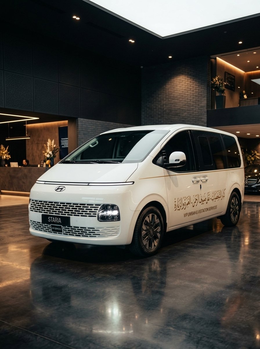 Hyundai Staria Umrah taxi 7-seater family van specifications and luxury interior capacity